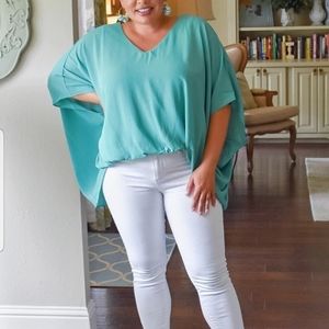 Perfectly Priscilla Jade Women's Plus 3XL Jade Top